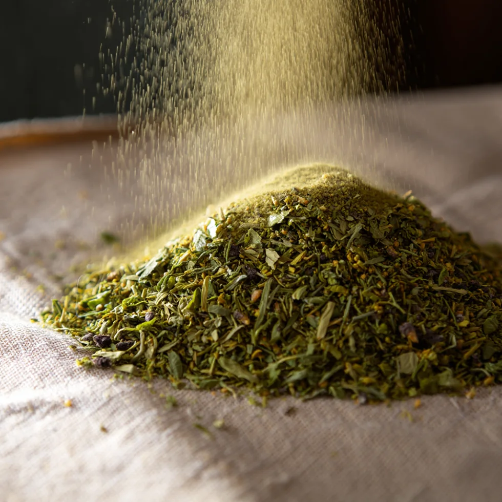 Detalle macro de yerba mate Buljubasic